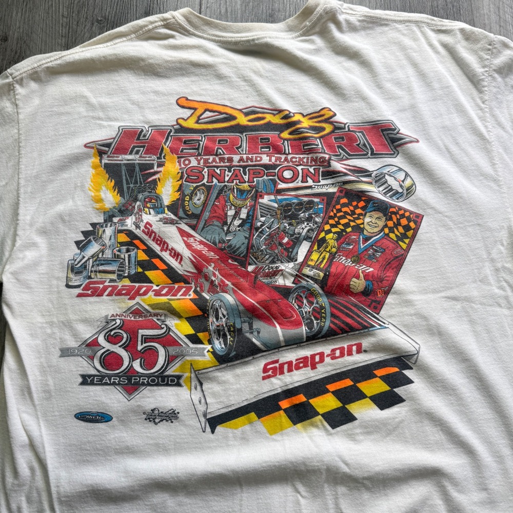 Snap-on Racing 2XL Tee Doug Herbert 2005 85th Anniversary Dragster NHRA White